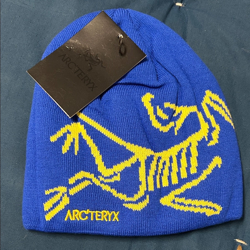 Arc'teryx Royal Blue Beanie with Yellow Design